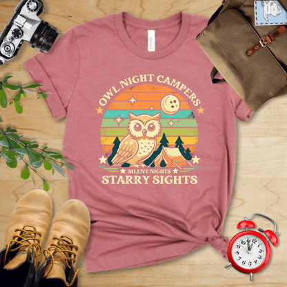 Hike Tee T-Shirt Heather Mauve / S Owl Night Campers Shirt