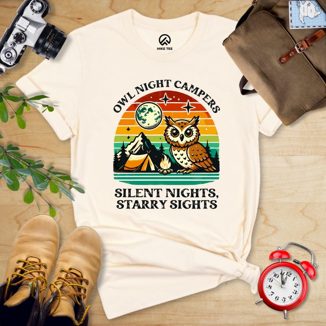 Hike Tee T-Shirt Natural / S Owl Night Campers Shirt