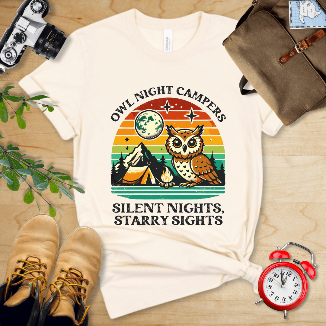 Hike Tee T-Shirt Natural / S Owl Night Campers Shirt