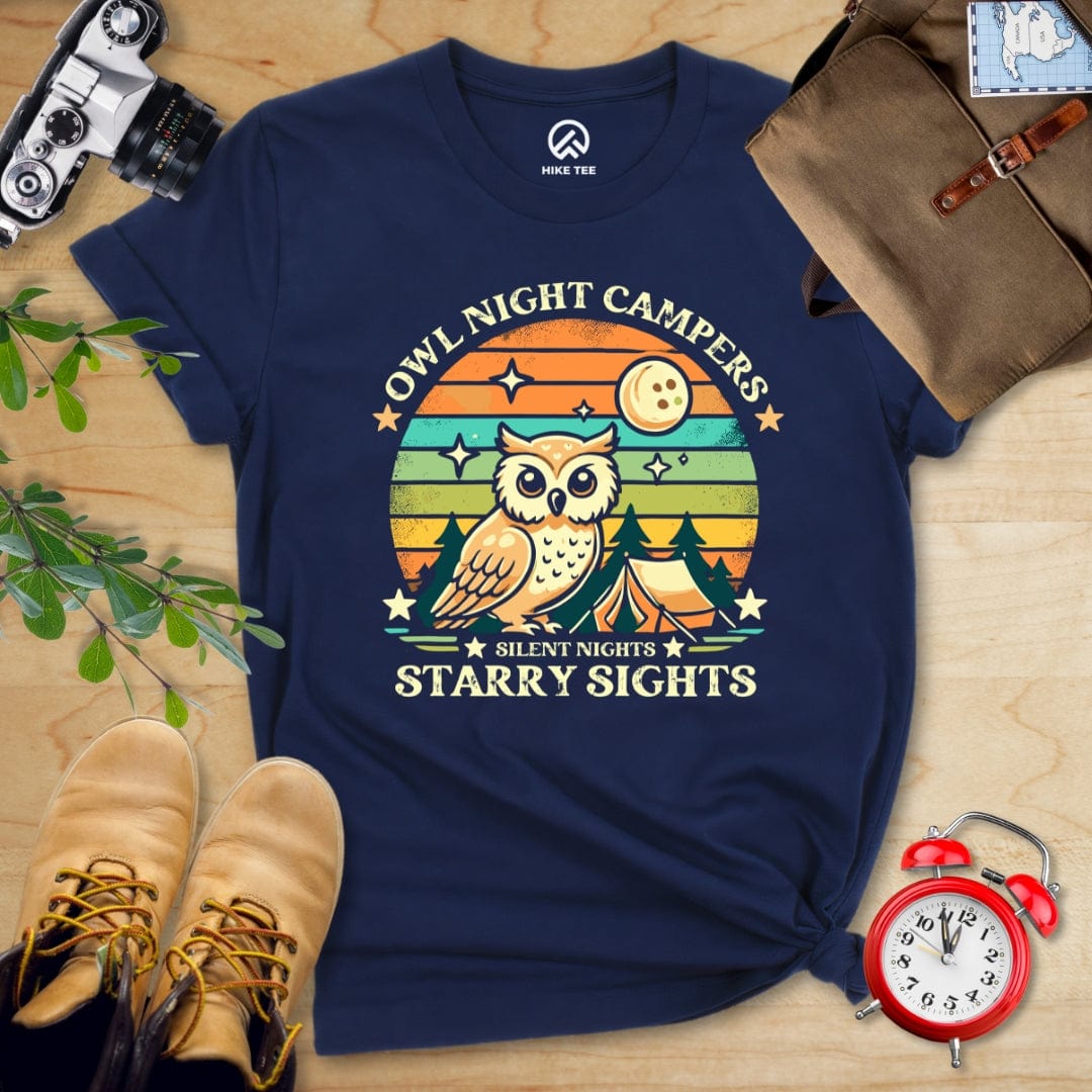 Hike Tee T-Shirt Navy / S Owl Night Campers Shirt