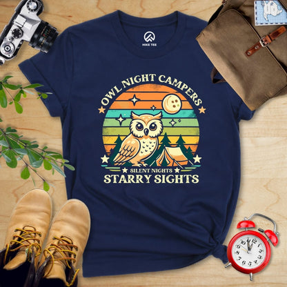 Hike Tee T-Shirt Navy / S Owl Night Campers Shirt