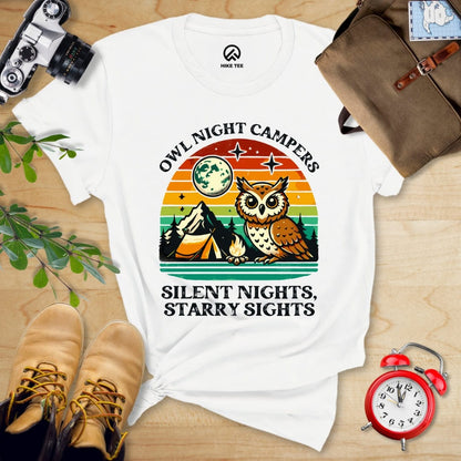 Hike Tee T-Shirt White / S Owl Night Campers Shirt