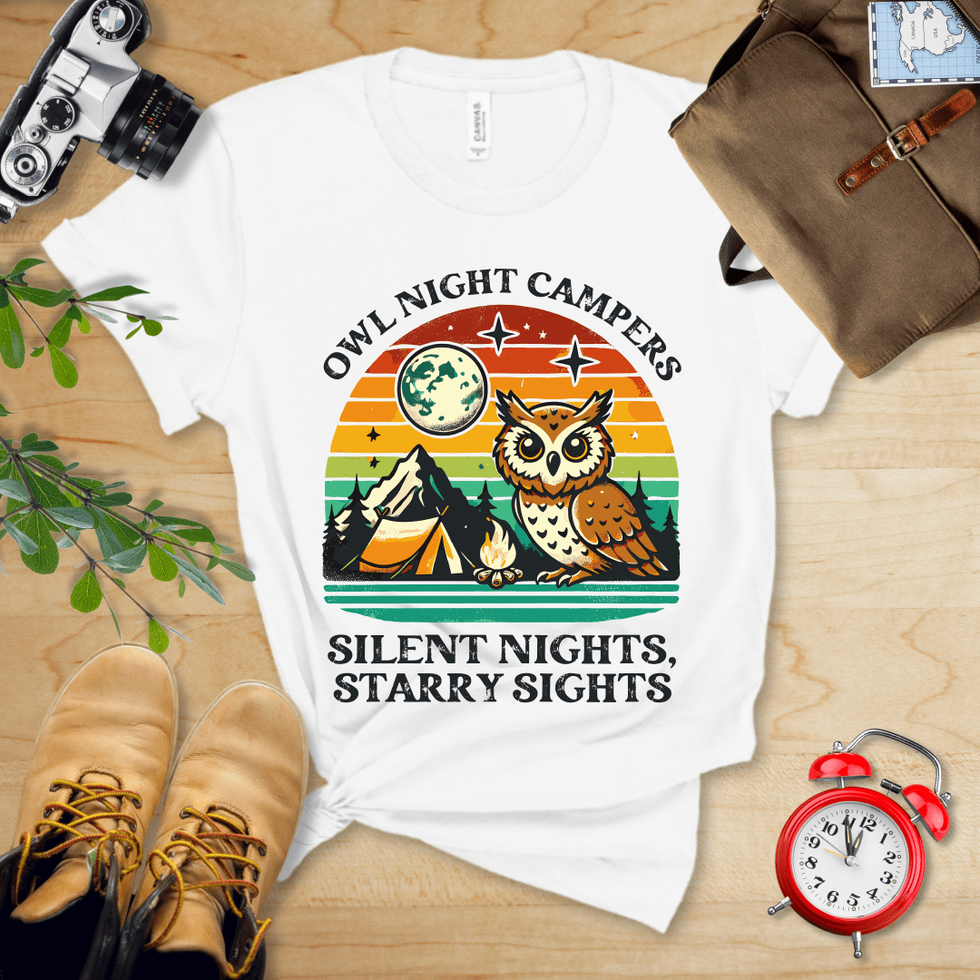 Hike Tee T-Shirt White / S Owl Night Campers Shirt