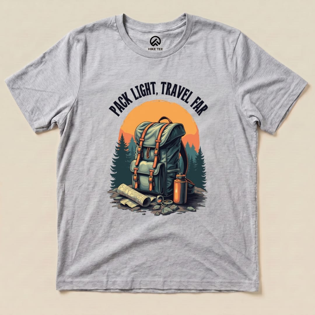 Pack Light, Travel Far Shirt Hike Tee T-Shirt Athletic Heather / S