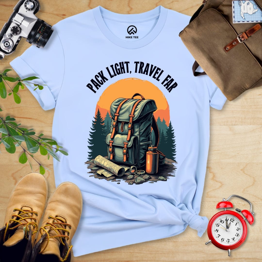 Hike Tee T-Shirt Baby Blue / S Pack Light, Travel Far Shirt