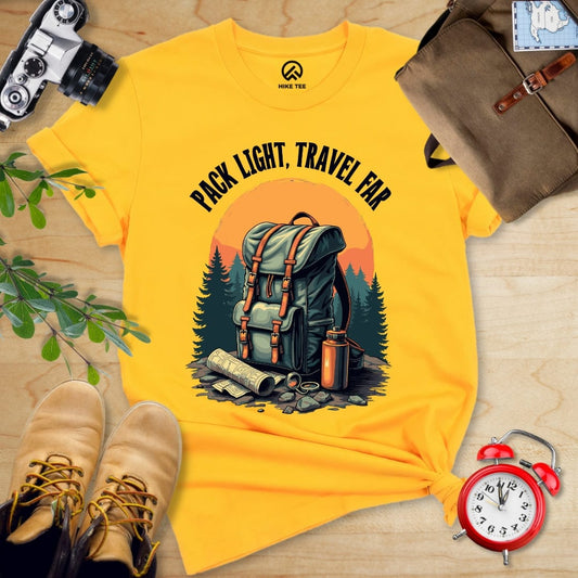 Hike Tee T-Shirt Gold / S Pack Light, Travel Far Shirt
