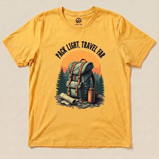 Pack Light, Travel Far Shirt Hike Tee T-Shirt Gold / S