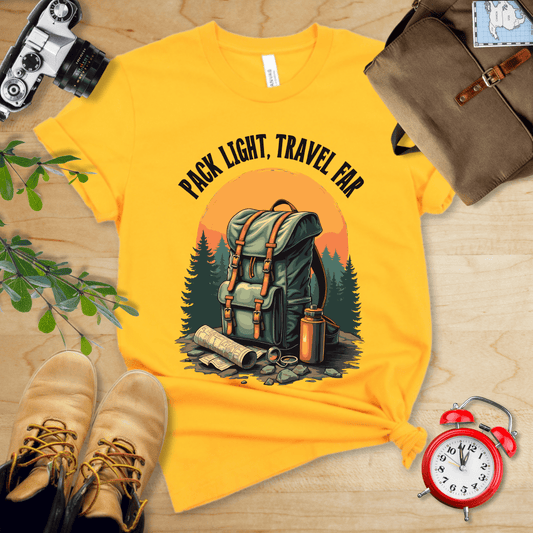 Printify T-Shirt Gold / S Pack Light, Travel Far Shirt