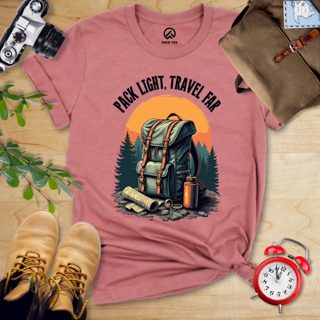 Hike Tee T-Shirt Heather Mauve / S Pack Light, Travel Far Shirt
