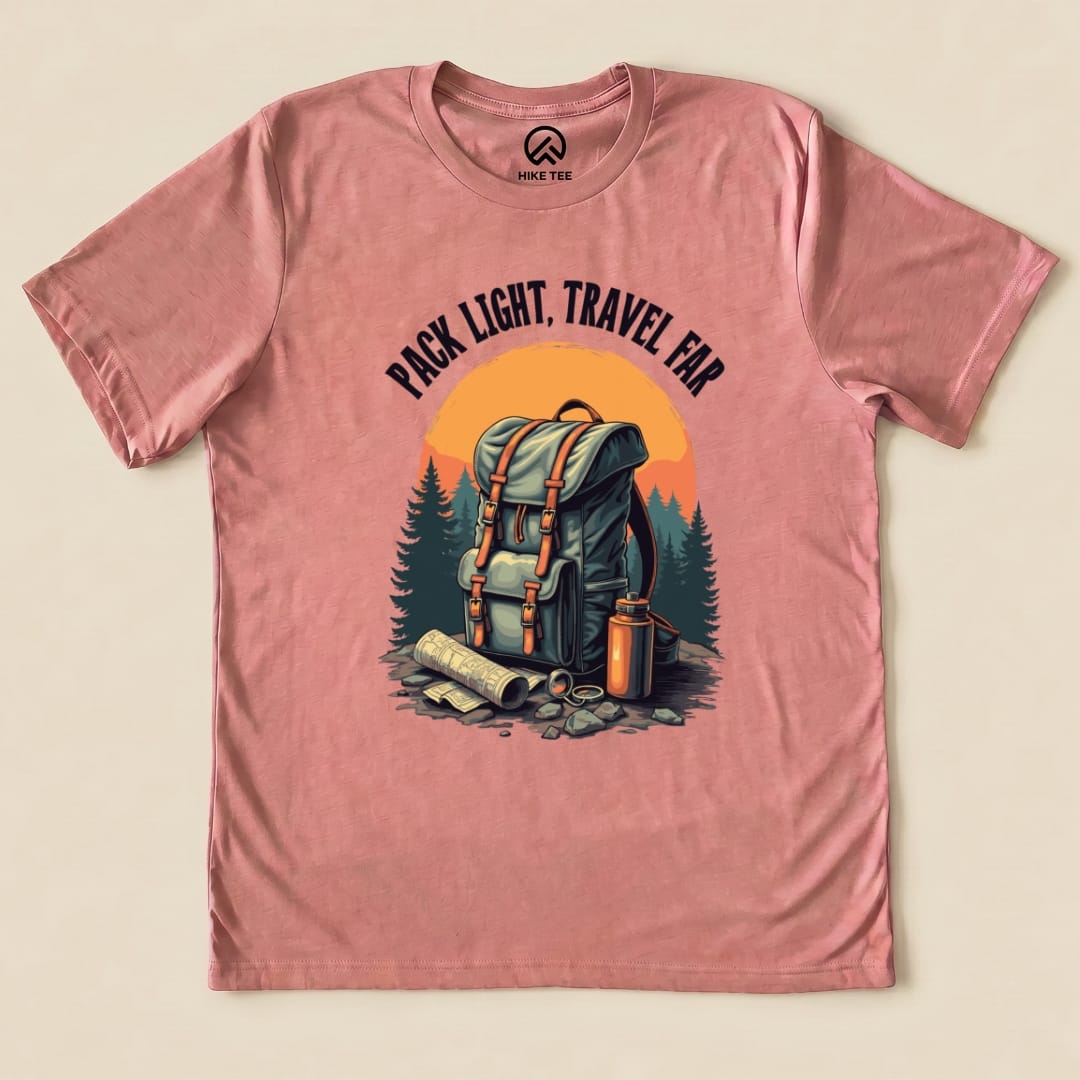 Pack Light, Travel Far Shirt Hike Tee T-Shirt Heather Mauve / S