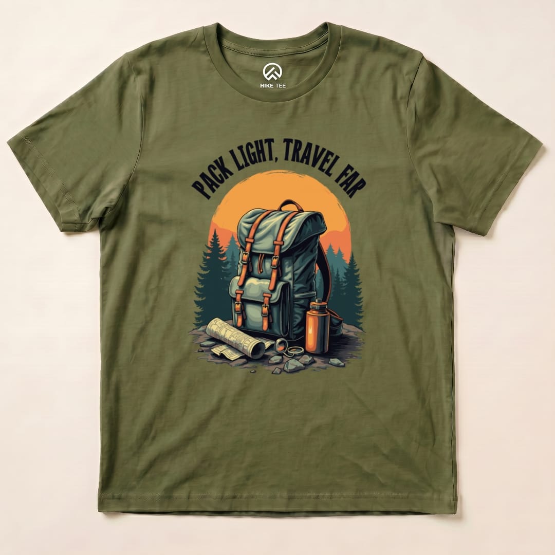 Pack Light, Travel Far Shirt Hike Tee T-Shirt Military Green / S