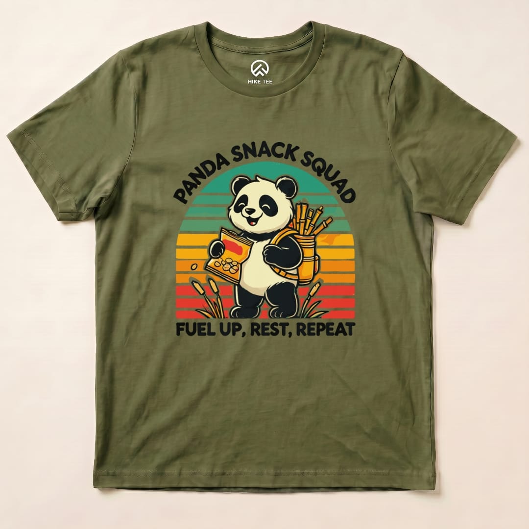 Panda Snack Squad Retro Shirt Hike Tee T-Shirt Military Green / S
