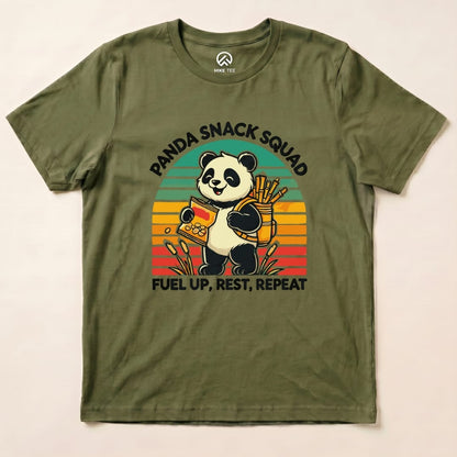 Panda Snack Squad Retro Shirt Hike Tee T-Shirt Military Green / S