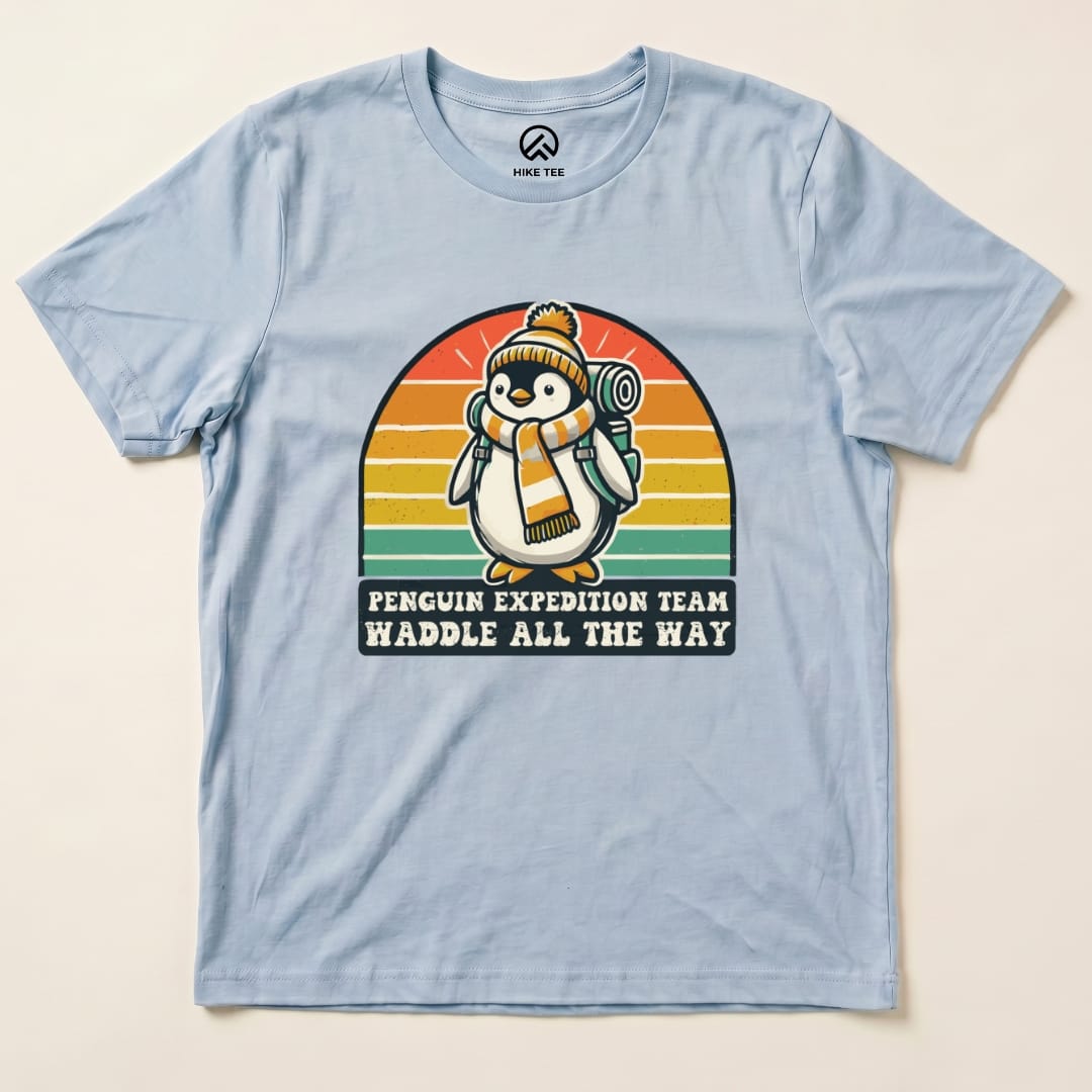 Penguin Expedition Team Shirt Hike Tee T-Shirt Baby Blue / S