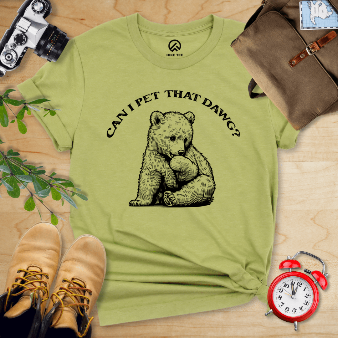 Hike Tee T-Shirt Heather Green / S Pet That Dawg Bear Shirt