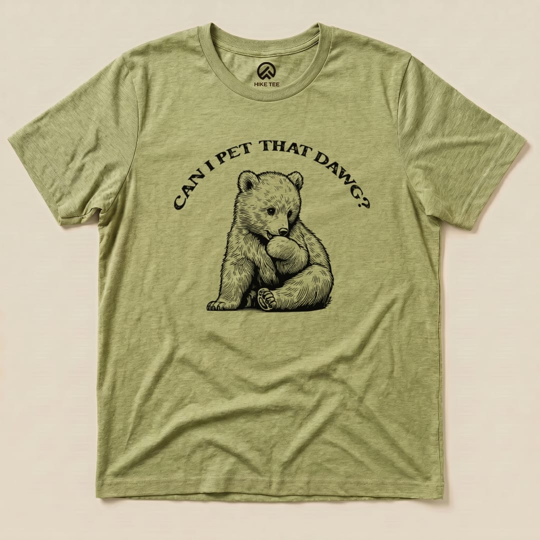 Hike Tee T-Shirt Heather Green / S Pet That Dawg Bear Shirt