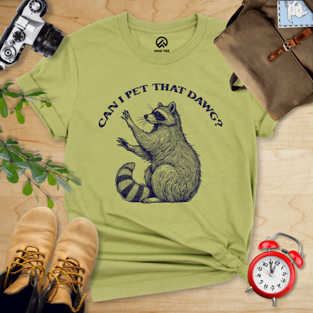 Hike Tee T-Shirt Heather Green / S Pet That Dawg Raccoon Shirt