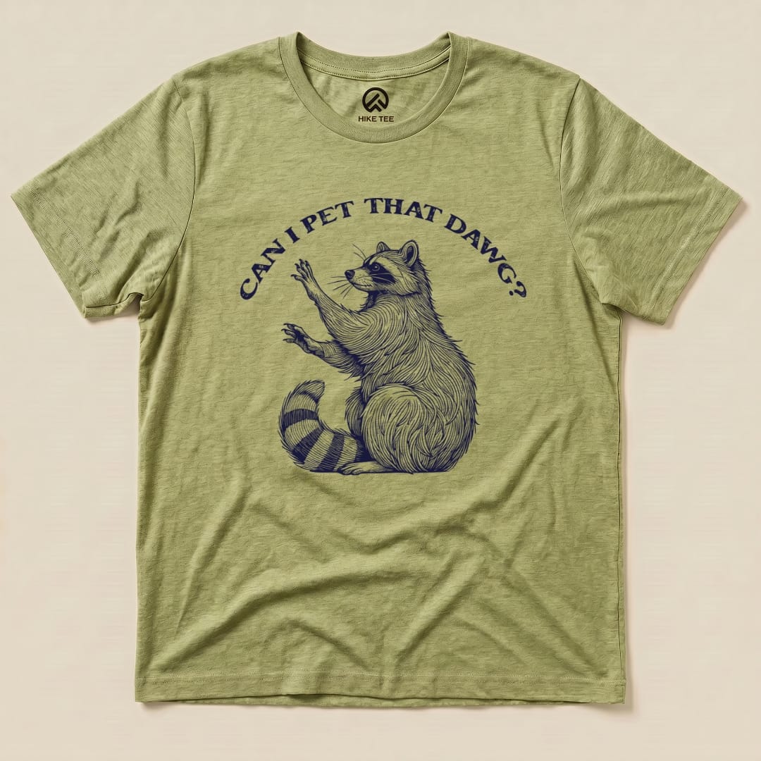 Hike Tee T-Shirt Heather Green / S Pet That Dawg Raccoon Shirt