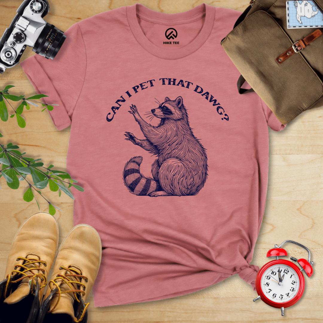 Hike Tee T-Shirt Heather Mauve / S Pet That Dawg Raccoon Shirt