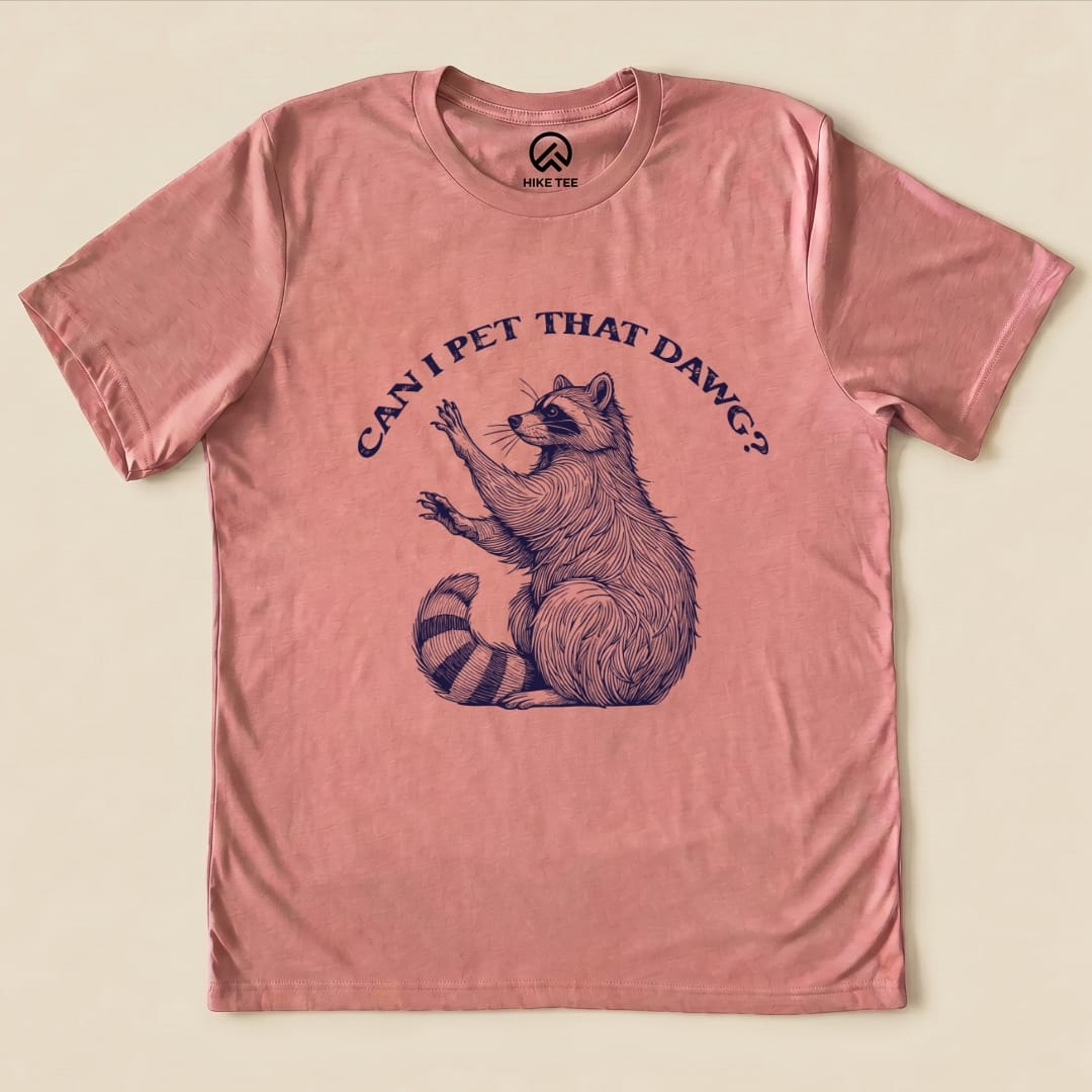 Hike Tee T-Shirt Heather Mauve / S Pet That Dawg Raccoon Shirt