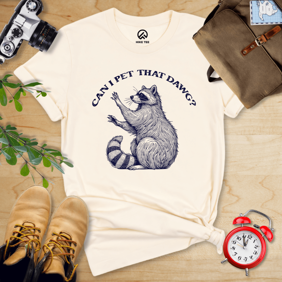 Hike Tee T-Shirt Natural / S Pet That Dawg Raccoon Shirt