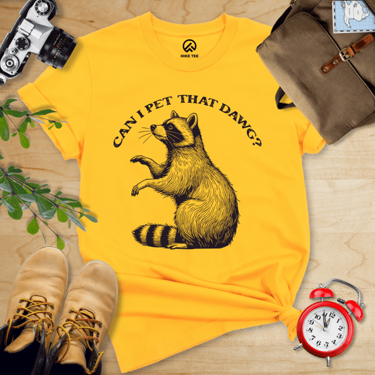 Hike Tee T-Shirt Gold / S Pet That Raccoon Shirt