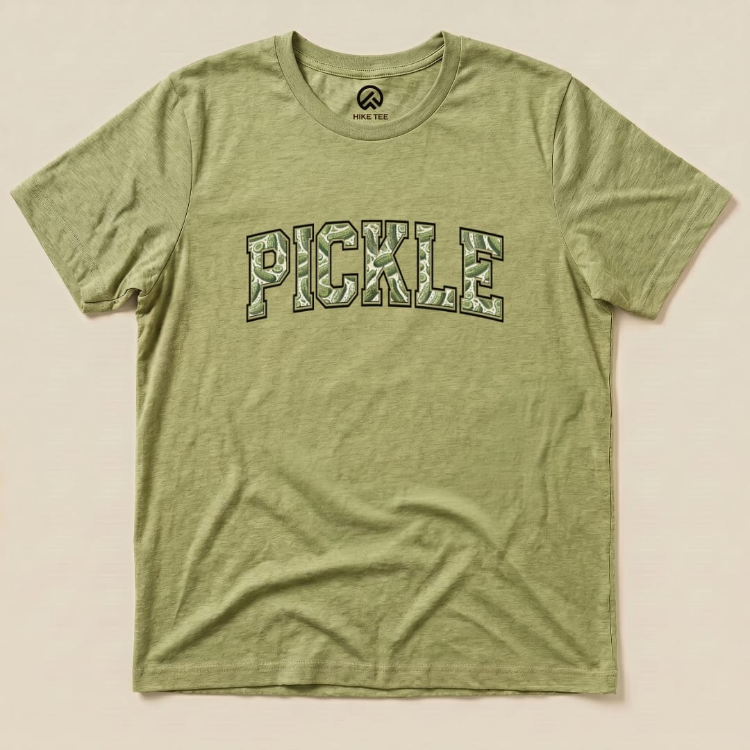 Pickle Camping Shirt Hike Tee T-Shirt Heather Green / S
