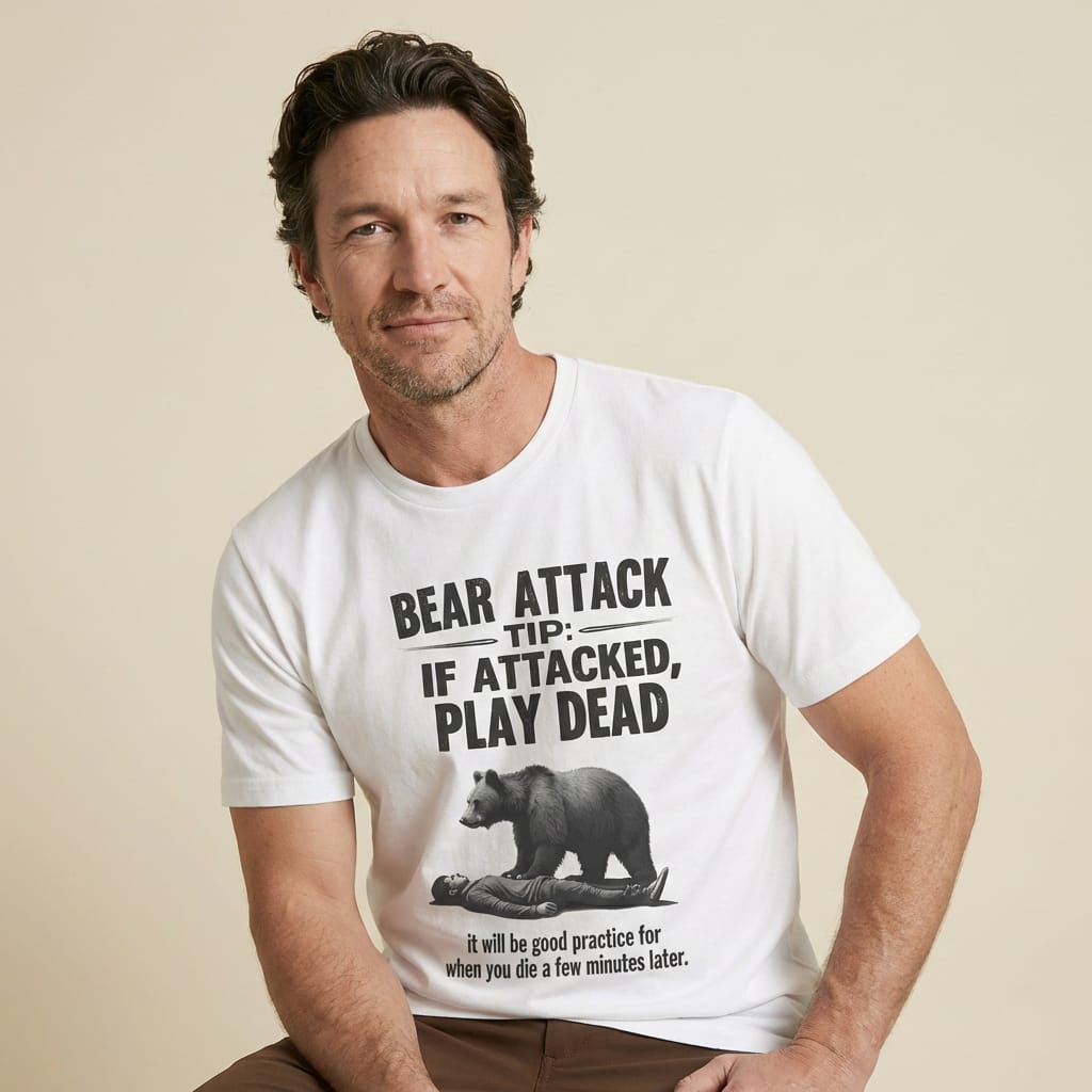 Hike Tee T-Shirt Play Dead Bear Attack Tip Shirt