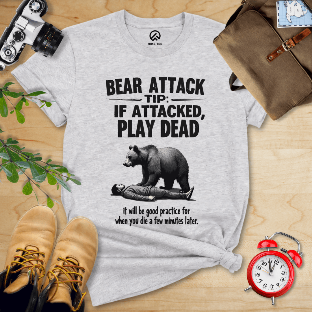 Hike Tee T-Shirt Athletic Heather / S Play Dead Bear Attack Tip Shirt