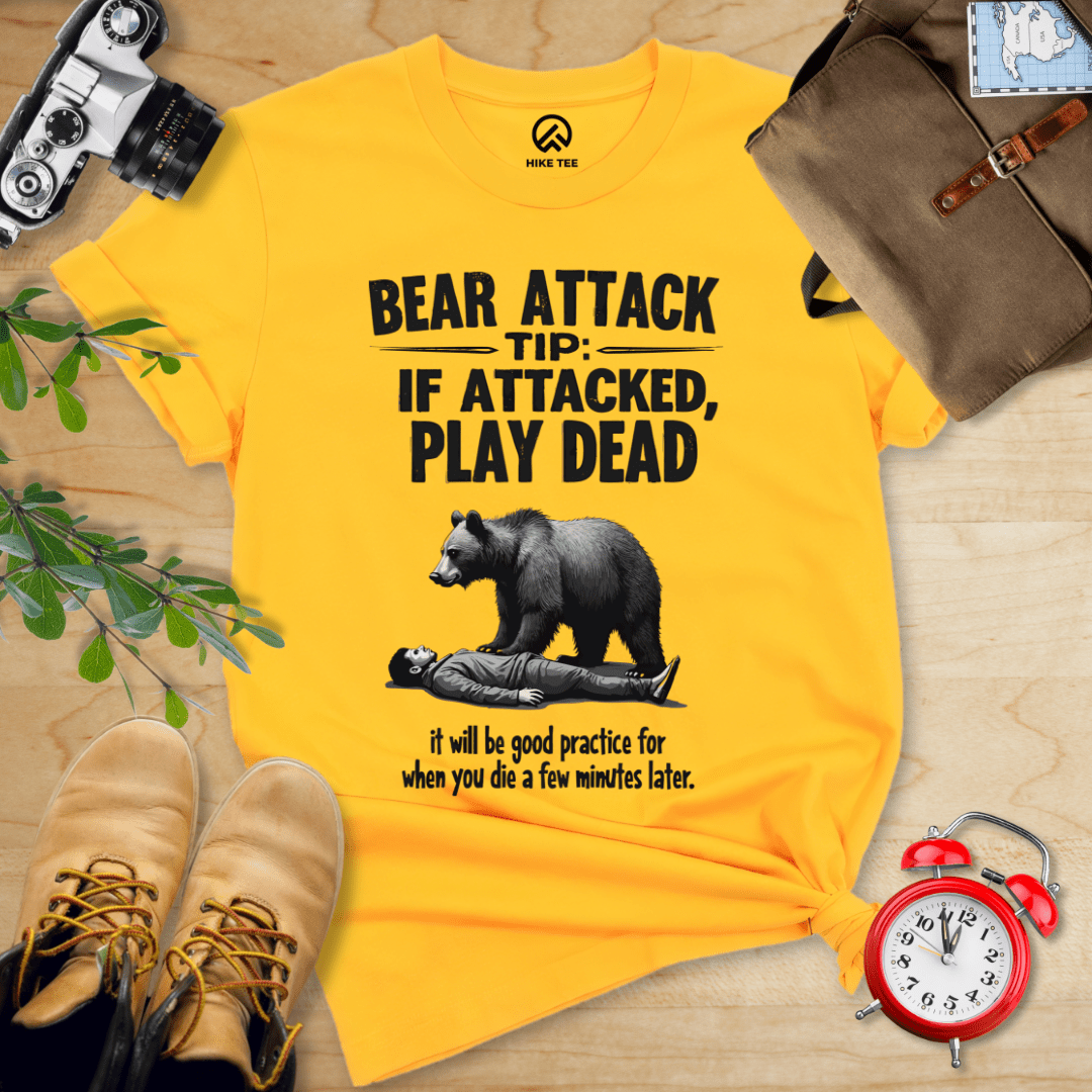 Hike Tee T-Shirt Gold / S Play Dead Bear Attack Tip Shirt