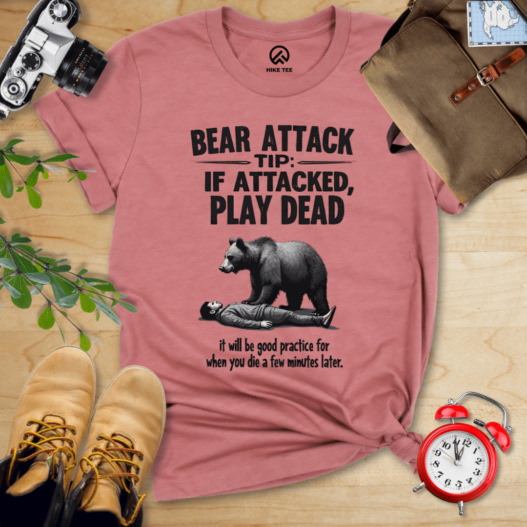 Hike Tee T-Shirt Heather Mauve / S Play Dead Bear Attack Tip Shirt