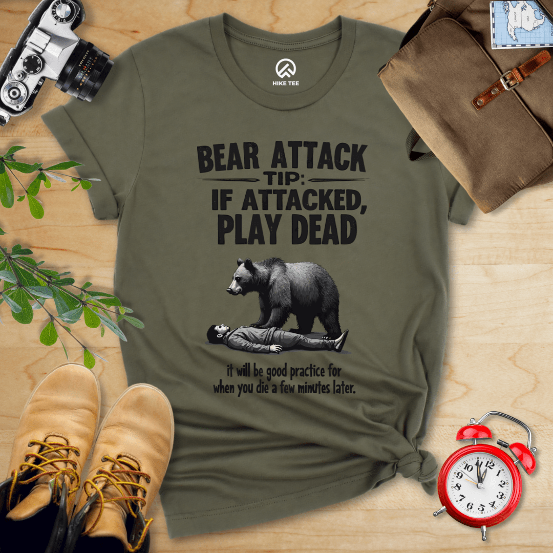 Hike Tee T-Shirt Military Green / S Play Dead Bear Attack Tip Shirt
