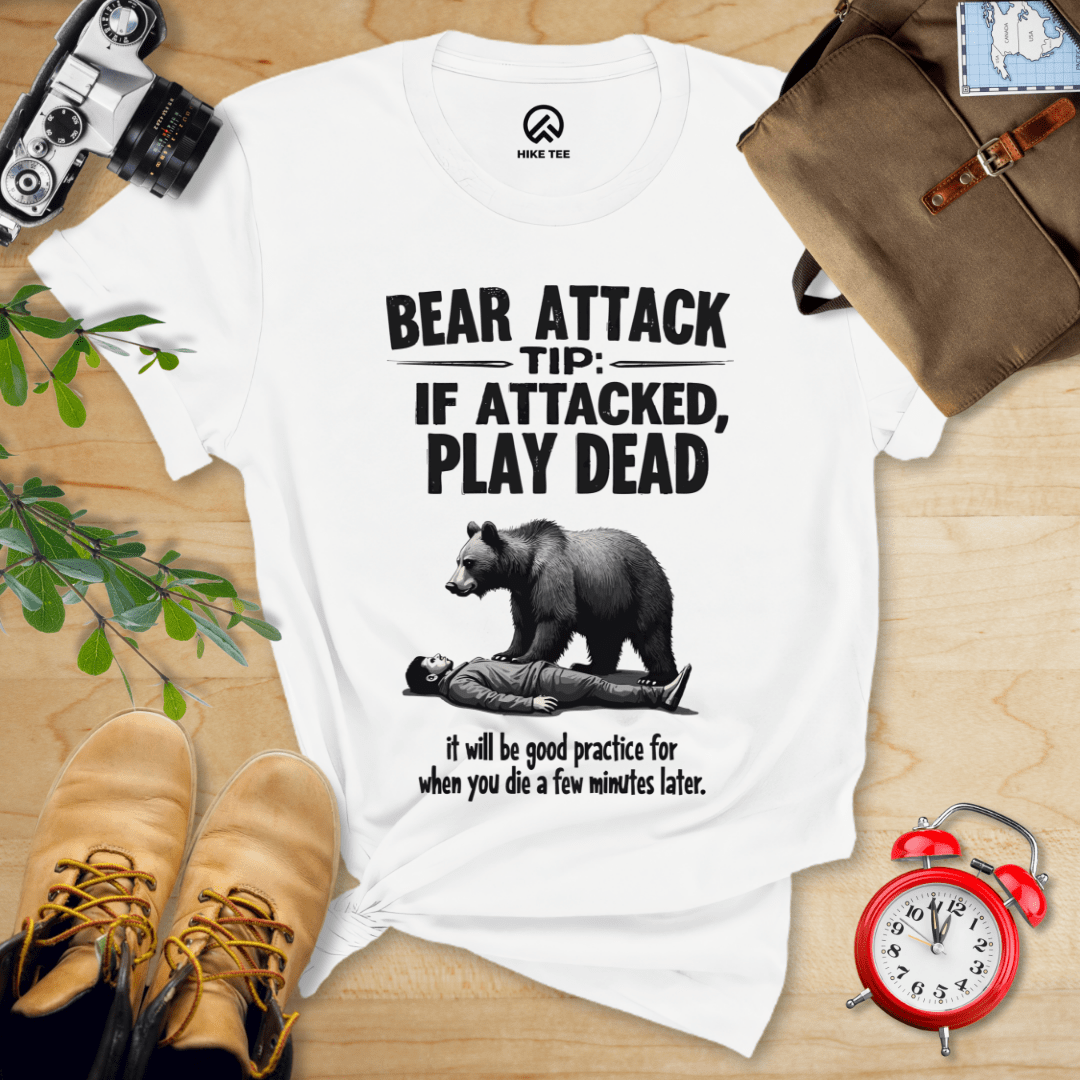 Hike Tee T-Shirt White / S Play Dead Bear Attack Tip Shirt