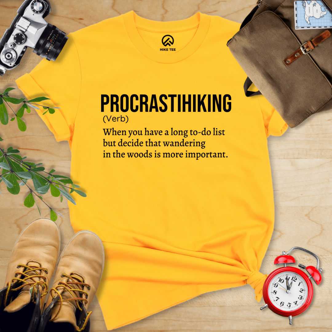 Hike Tee T-Shirt Gold / S Procrastihiking Definition Shirt