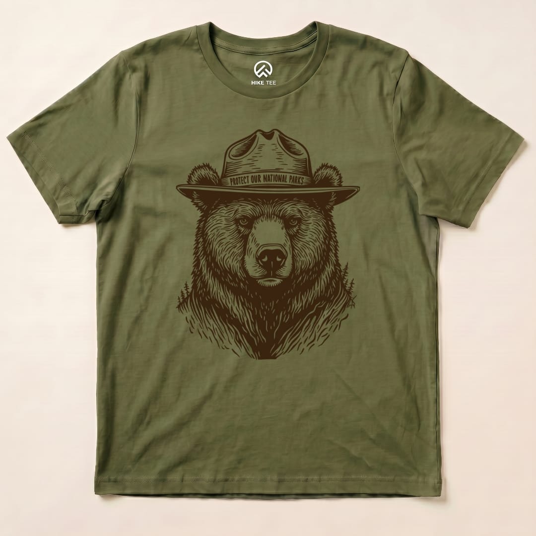 Protect National Parks Shirt Hike Tee T-Shirt Military Green / S