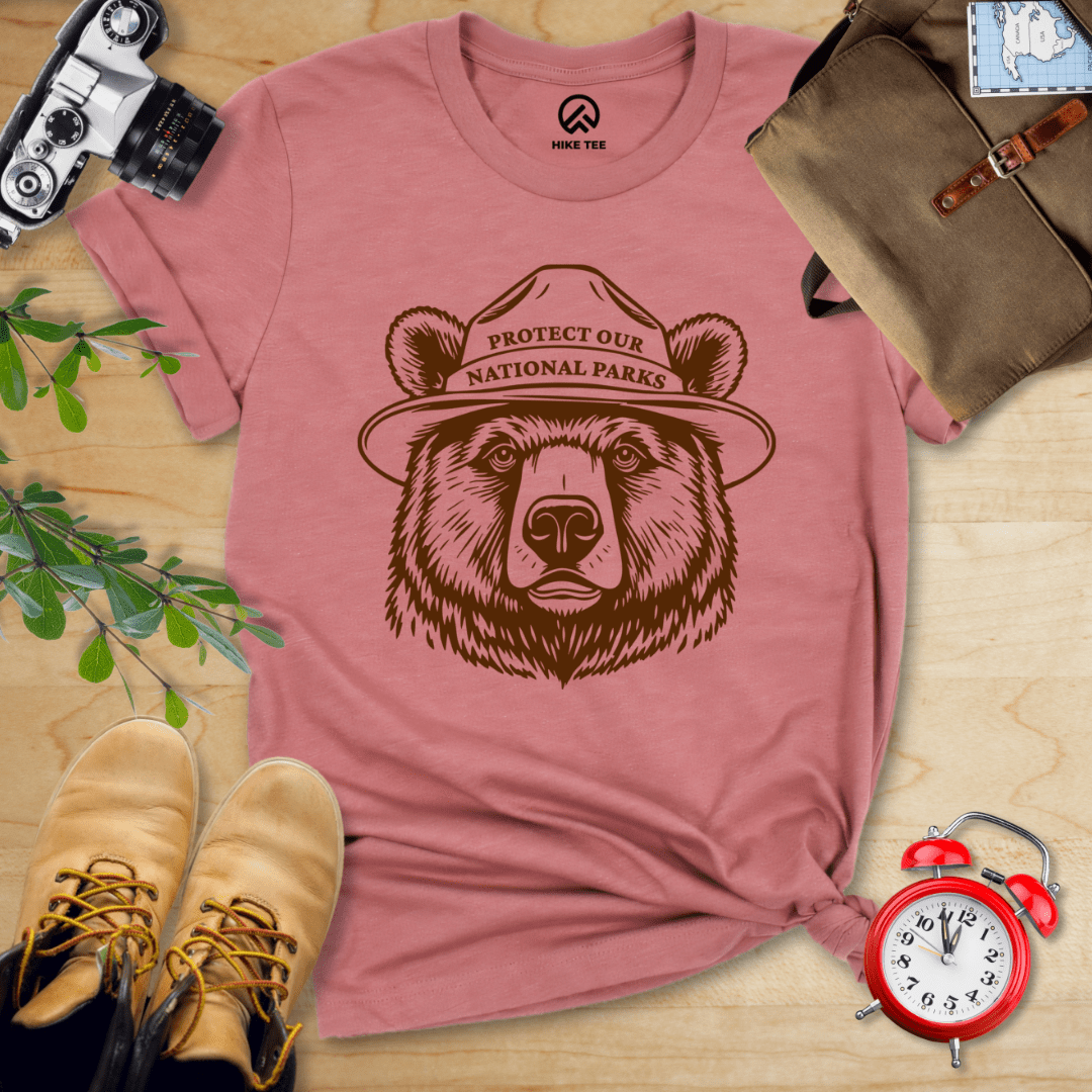Hike Tee T-Shirt Heather Mauve / S Protect Our National Parks Bear Shirt