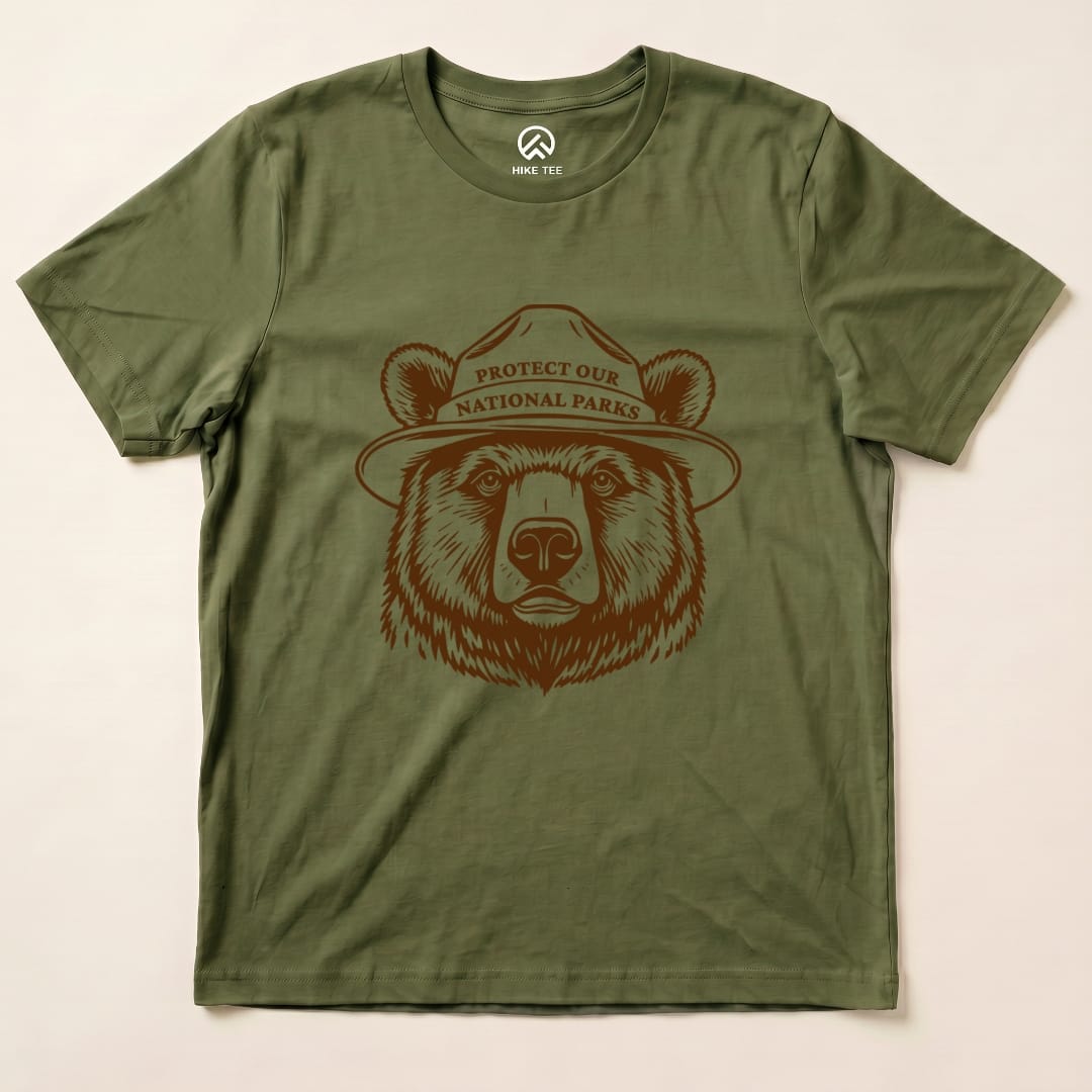 Hike Tee T-Shirt Military Green / S Protect Our National Parks Bear Shirt