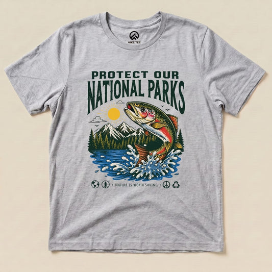 Protect Our National Parks Fish Shirt Hike Tee T-Shirt Athletic Heather / S