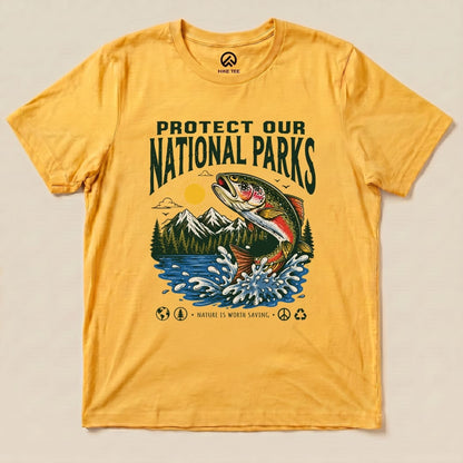 Protect Our National Parks Fish Shirt Hike Tee T-Shirt Gold / S