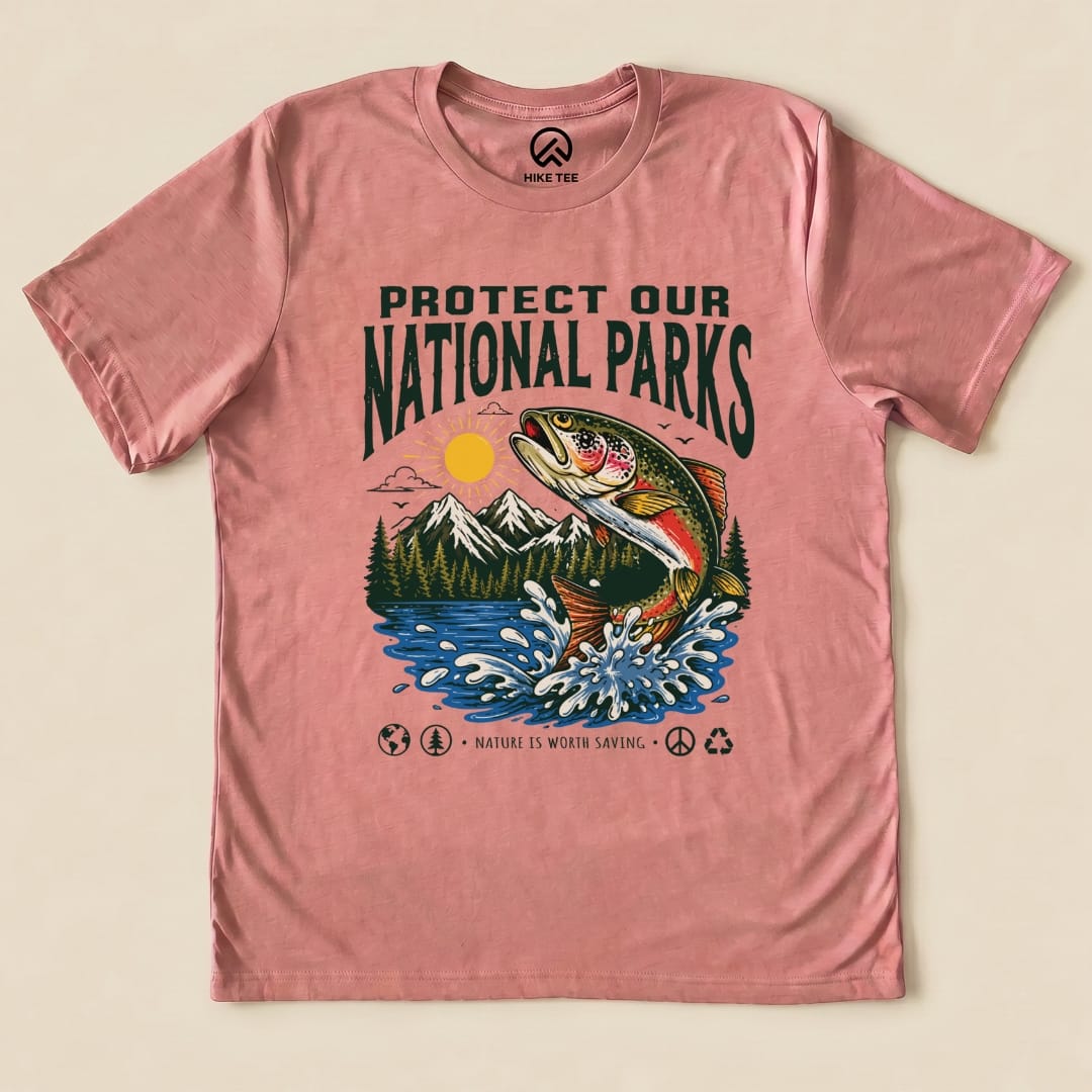 Protect Our National Parks Fish Shirt Hike Tee T-Shirt Heather Mauve / S