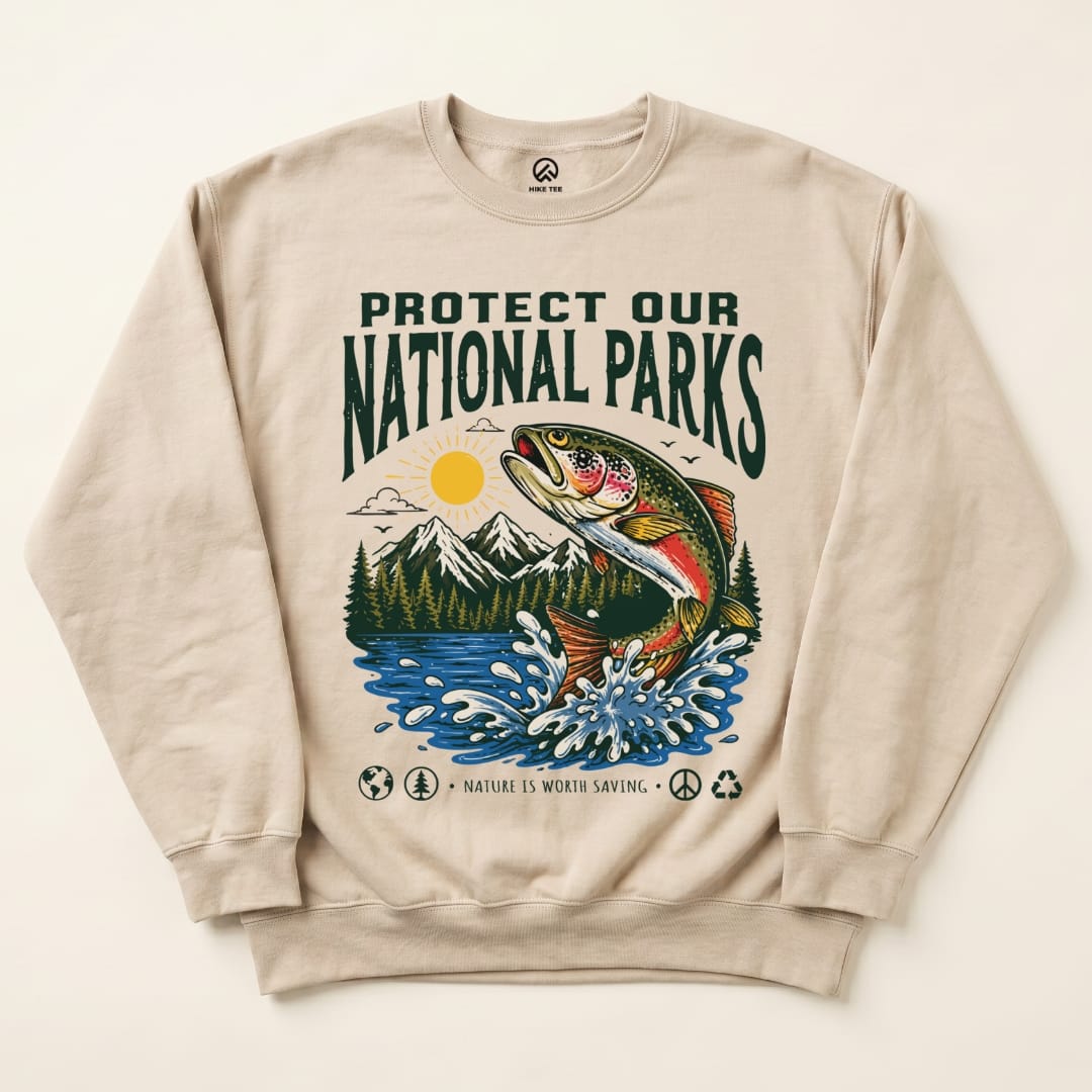 Protect Our National Parks Fish Sweatshirt in Sand