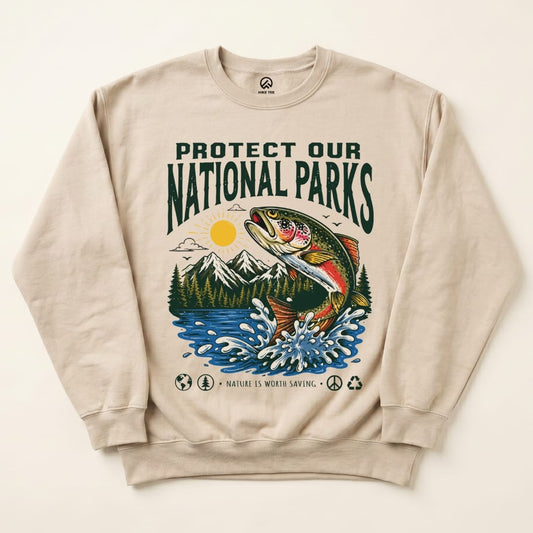 Protect Our National Parks Fish Sweatshirt in Sand