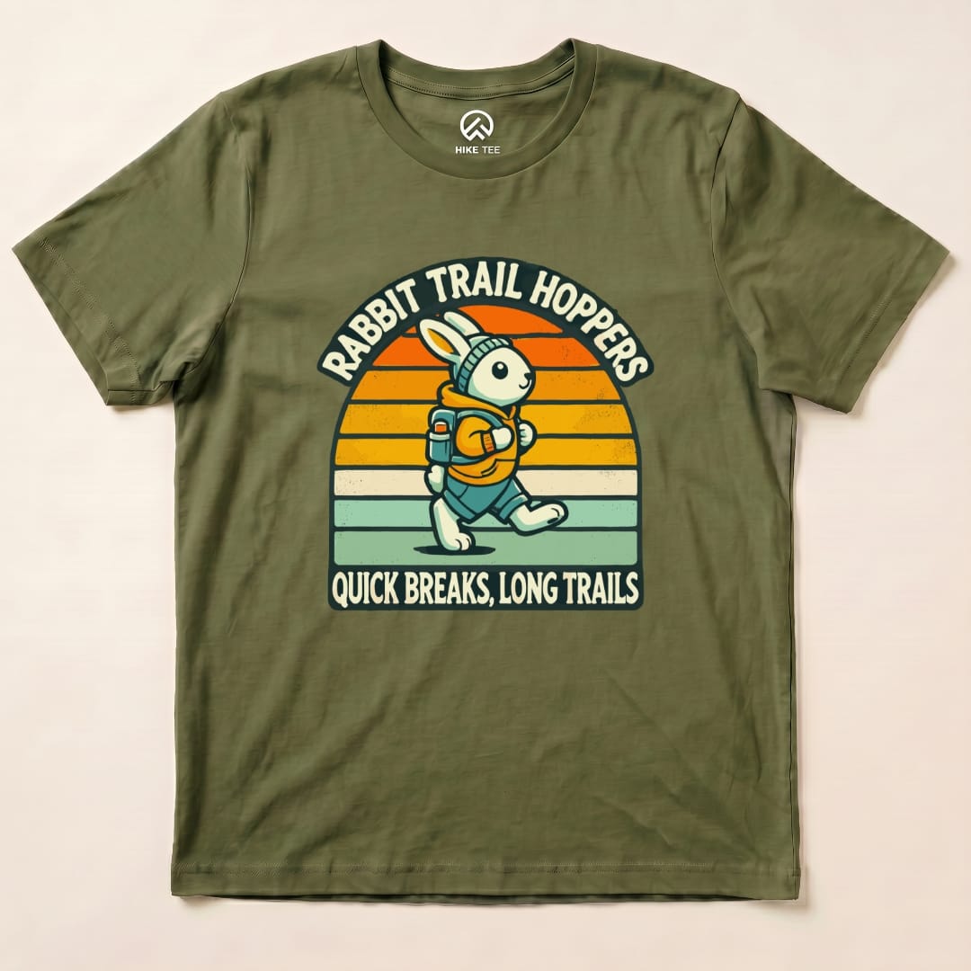 Rabbit Trail Hoppers Retro Shirt Hike Tee T-Shirt Military Green / S