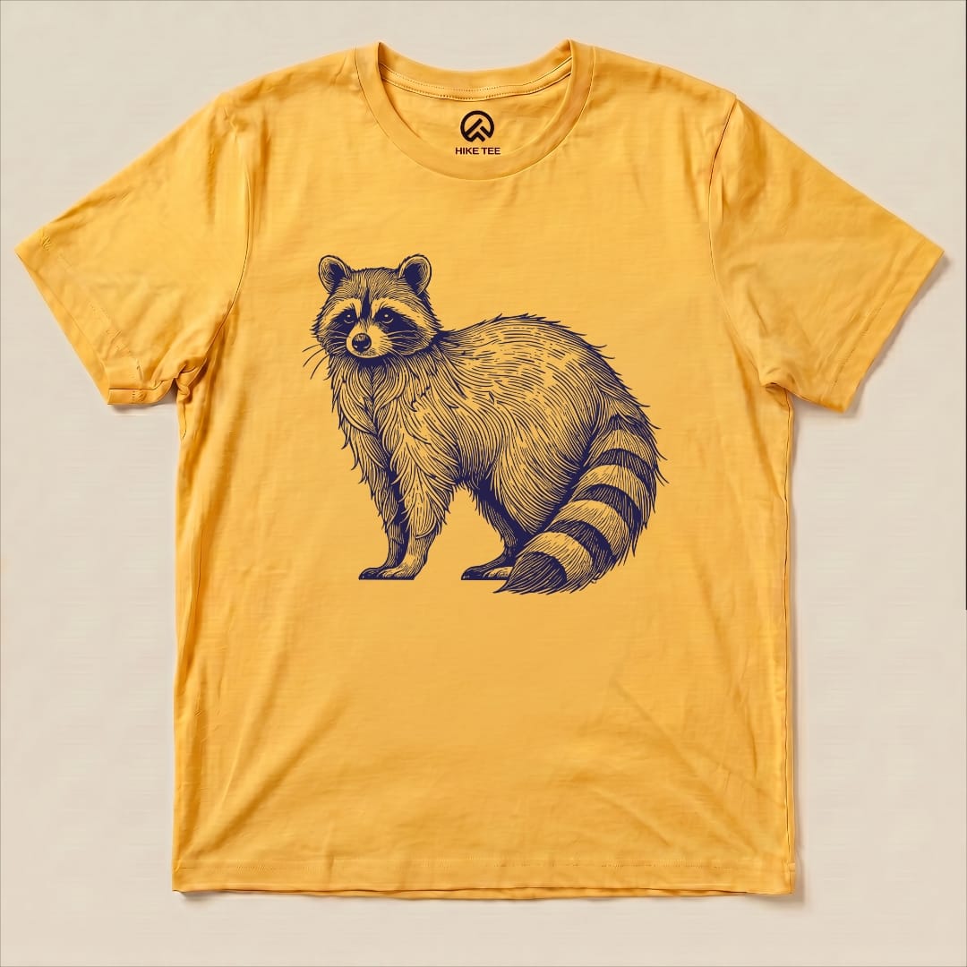 Raccoon Blue Mono Shirt Hike Tee T-Shirt Gold / S