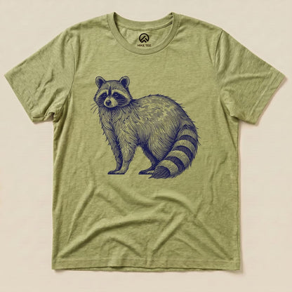Raccoon Blue Mono Shirt Hike Tee T-Shirt Heather Green / S