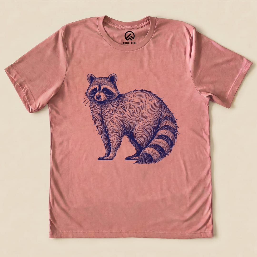 Raccoon Blue Mono Shirt Hike Tee T-Shirt Heather Mauve / S