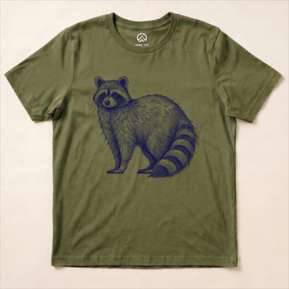 Raccoon Blue Mono Shirt Hike Tee T-Shirt Military Green / S