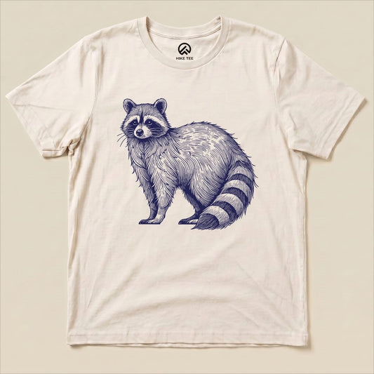 Raccoon Blue Mono Shirt Hike Tee T-Shirt Natural / S