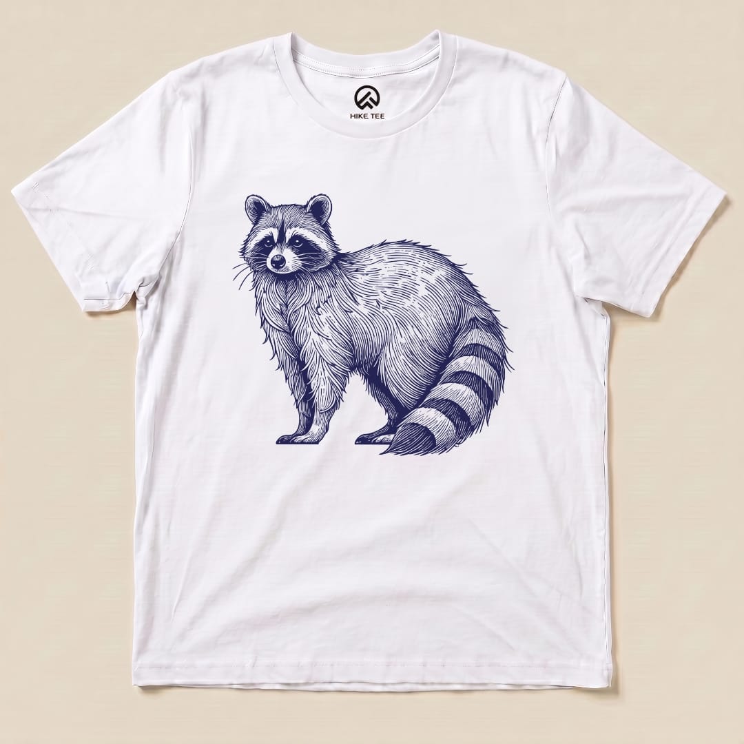 Raccoon Blue Mono Shirt Hike Tee T-Shirt White / S