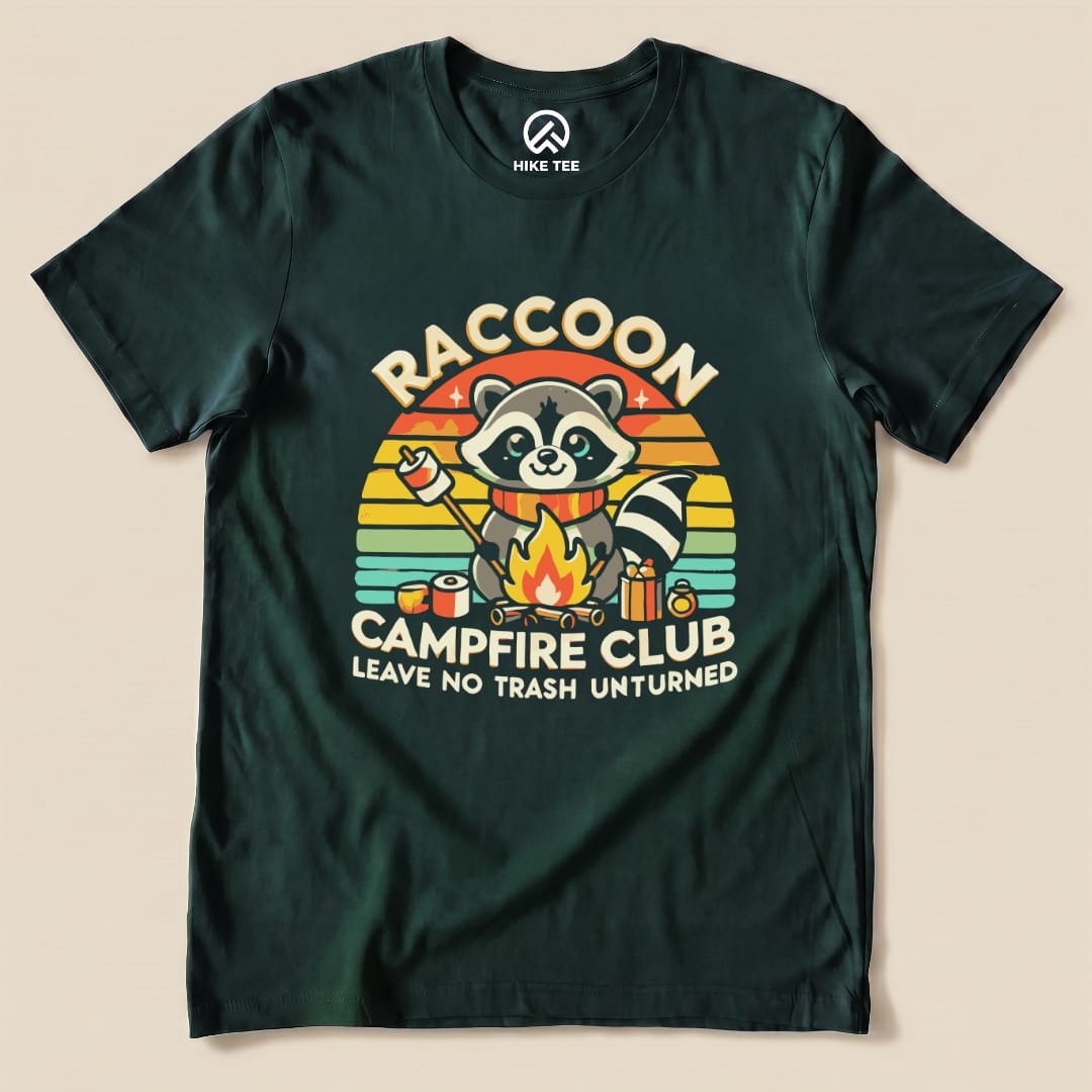 Raccoon Campfire Club Camping Shirt Hike Tee T-Shirt Forest / S